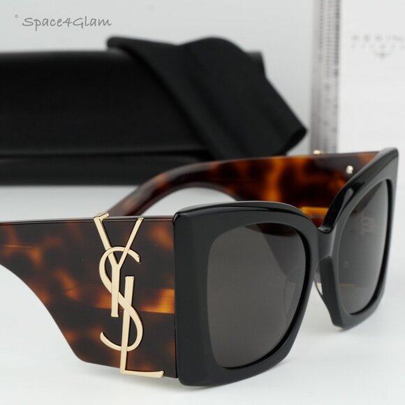 BRAND NEW Saint Laurent SLM119 BLAZE 003 Black Havana Cat Eye Women Sunglasses - Picture 5 of 12